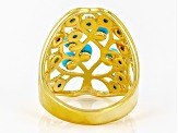 Pre-Owned Blue Sleeping Beauty Turquoise 18k Yellow Gold Over Sterling Silver Ring