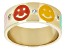 Pre-Owned White Zircon & Multi Color Enamel 18k Yellow Gold Over Sterling Silver Smile Band Ring 0.0