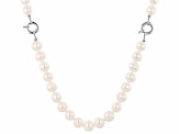 Pre-Owned White Cultured Freshwater Pearl Rhodium Over Sterling Silver 24 Inch Necklace