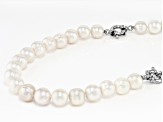 Pre-Owned White Cultured Freshwater Pearl Rhodium Over Sterling Silver 24 Inch Necklace