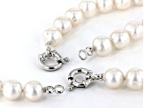 Pre-Owned White Cultured Freshwater Pearl Rhodium Over Sterling Silver 24 Inch Necklace