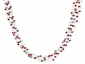 Pre-Owned Red Coral Sterling Silver Multi-Strand Necklace