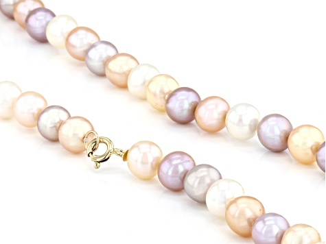 Pre-Owned Multi-Pink Cultured Freshwater Pearls 14k Yellow Gold 18 Inch Strand Necklace