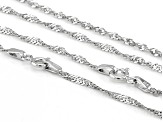 Pre-Owned Rhodium Over 14k White Gold Singapore Chain Set Of Two
