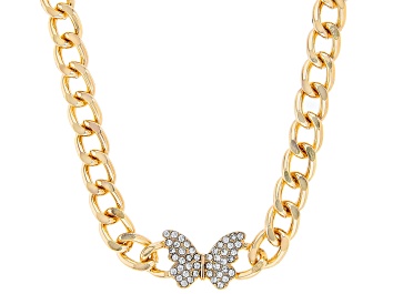 Picture of Pre-Owned Crystal Gold Tone Butterfly Choker Necklace