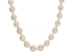 Pre-Owned White Cultured Japanese Akoya Pearl 14k Yellow Gold Necklace