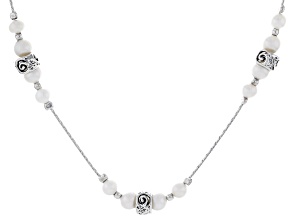 Pre-Owned Cultured Freshwater Pearl Sterling Silver Station Necklace