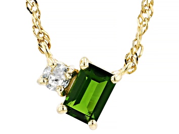 Picture of Pre-Owned Green Chrome Diopside 18k Yellow Gold Over Sterling Silver 18" Necklace 0.64ctw