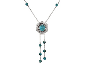 Pre-Owned Blue Turquoise Sterling Silver "Bolo Tie" Necklace