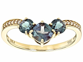 Pre-Owned Blue Lab ALexandrite With Champagne Diamond 10k Yellow Gold Ring 1.34ctw