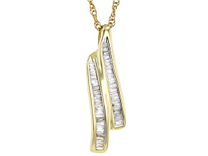Pre-Owned White Diamond 10k Yellow Gold Slide Pendant With 18" Rope Chain 0.15ctw