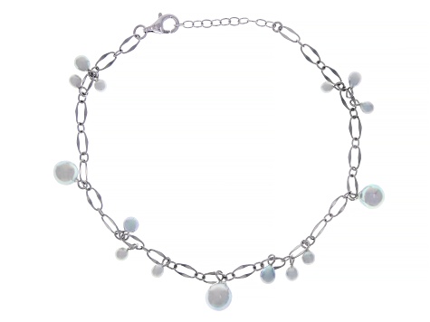 Pre-Owned Platinum Cultured Japanese Akoya Pearl Rhodium Over Sterling Silver Bracelet