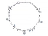 Pre-Owned Platinum Cultured Japanese Akoya Pearl Rhodium Over Sterling Silver Bracelet