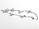 Pre-Owned Platinum Cultured Japanese Akoya Pearl Rhodium Over Sterling Silver Bracelet