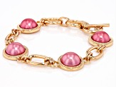 Pre-Owned Purple Imitation Pearl Gold Tone Bracelet