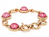 Pre-Owned Purple Imitation Pearl Gold Tone Bracelet