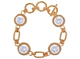 Pre-Owned White Pearl Simulant Gold Tone Bracelet