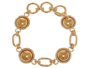 Pre-Owned Brown Imitation Pearl Gold Tone Bracelet