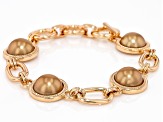 Pre-Owned Brown Imitation Pearl Gold Tone Bracelet