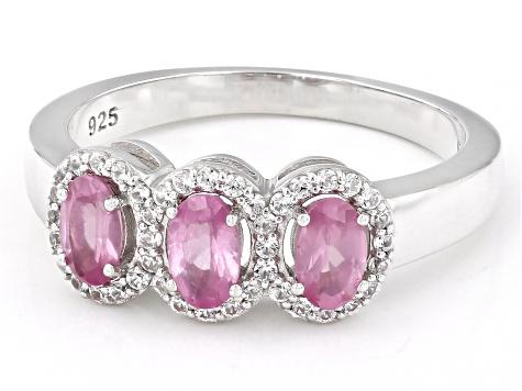 Pre-Owned Pink Spinel Rhodium Over Sterling Silver Ring 0.76ctw