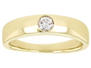 Pre-Owned Moissanite 14k yellow gold over sterling silver mens band ring .23ct DEW.