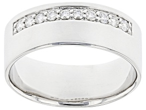 Pre-Owned Moissanite platineve mens wide band ring .30ctw DEW.
