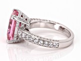 Pre-Owned Pink And White Cubic Zirconia Rhodium Over Sterling Silver Ring 10.50ctw