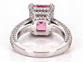 Pre-Owned Pink And White Cubic Zirconia Rhodium Over Sterling Silver Ring 10.50ctw