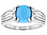 Pre-Owned Blue Sleeping Beauty Turquoise Rhodium Over Sterling Silver Solitaire Ring