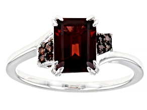 Pre-Owned Red Garnet With Red Diamond Accent Rhodium Over Sterling Silver Ring 1.74ctw