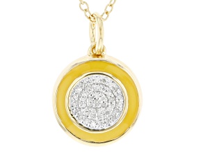 Pre-Owned Diamond Accent And Yellow Enamel 14k Yellow Gold Over Sterling Silver Pendant With 20" Cab
