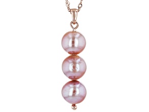 Pre-Owned Genusis™ Lavender Cultured Freshwater Pearl 18k Rose Gold Over Sterling Silver Pendant Wit