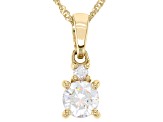 Pre-Owned Strontium Titanate and white zircon 10k yellow gold pendant .74ctw.