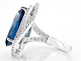 Pre-Owned Blue Lab Created Spinel and White Cubic Zirconia Platineve Ring 9.13ctw