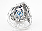 Pre-Owned Blue Lab Created Spinel and White Cubic Zirconia Platineve Ring 9.13ctw