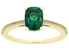 Pre-Owned Green Lab Created Emerald 18k Yellow Gold Over Sterling Silver Ring 1.41ctw
