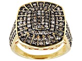 Pre-Owned Champagne Diamond 18k Yellow Gold Over Sterling Silver Cluster Ring 1.25ctw