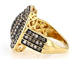 Pre-Owned Champagne Diamond 18k Yellow Gold Over Sterling Silver Cluster Ring 1.25ctw