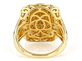 Pre-Owned Champagne Diamond 18k Yellow Gold Over Sterling Silver Cluster Ring 1.25ctw