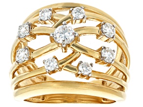 Pre-Owned Moissanite 14k Yellow Gold Over Silver Ring .87ctw DEW.