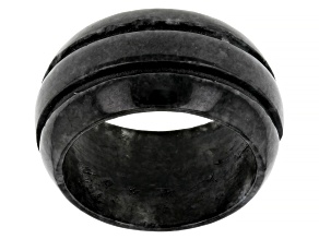 Pre-Owned Charcoal Jadeite Carved Band Ring
