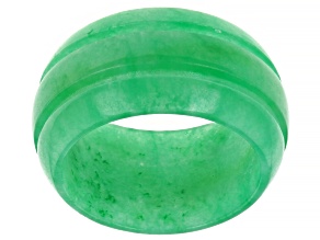 Pre-Owned Green Jadeite Carved Band Ring