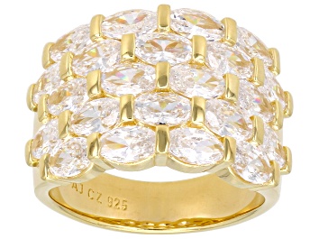 Picture of Pre-Owned White Cubic Zirconia 18k Yellow Gold Over Sterling Silver Ring 7.72ctw