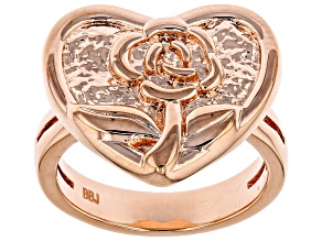 Pre-Owned Textured Flower & Heart Copper Ring