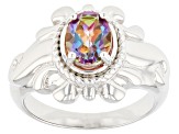 Pre-Owned Multicolor Northern Lights(TM) Quartz Rhodium Over Sterling Silver Solitaire Ring 0.94ct