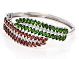 Pre-Owned Green Chrome Diopside Rhodium Over Silver Bangle Bracelet 17.02ctw