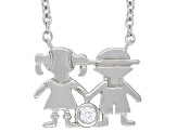 Pre-Owned White Lab Created Sapphire Rhodium Over Sterling Silver Children's Necklace .03ct