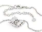 Pre-Owned White Lab Created Sapphire Rhodium Over Sterling Silver Children's Necklace .03ct