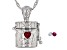 Pre-Owned Red Lab Created Ruby Rhodium Over Silver Childrens Prayer Box Pendant Chain 0.18ctw