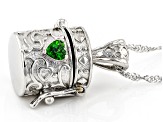 Pre-Owned Green Chrome Diopside Rhodium Over Silver Childrens Prayer Box Pendant Chain 0.18ctw